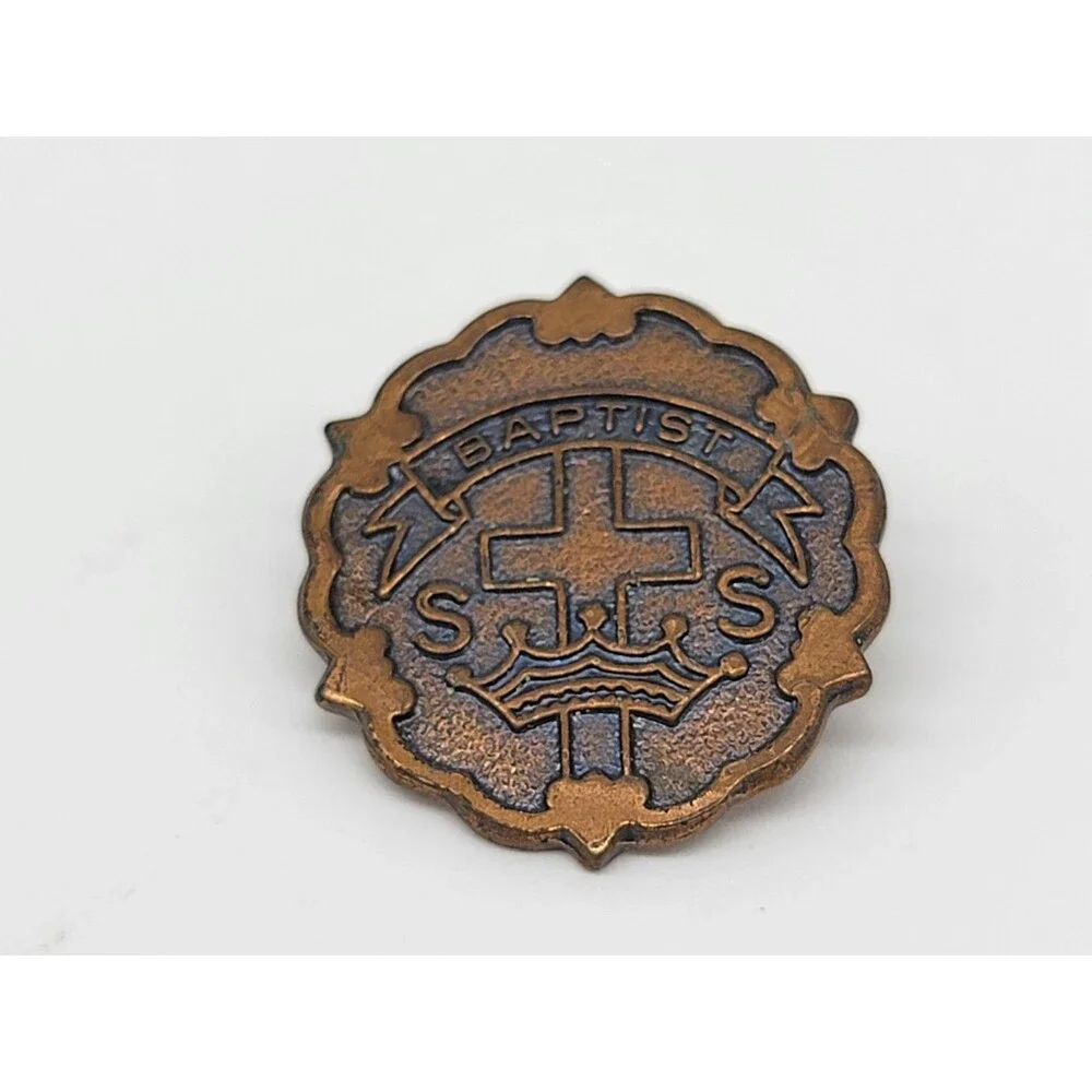 Baptist S.S. Sunday School Pins Lot of 2 Copper Tone Broadman Supplies USA
